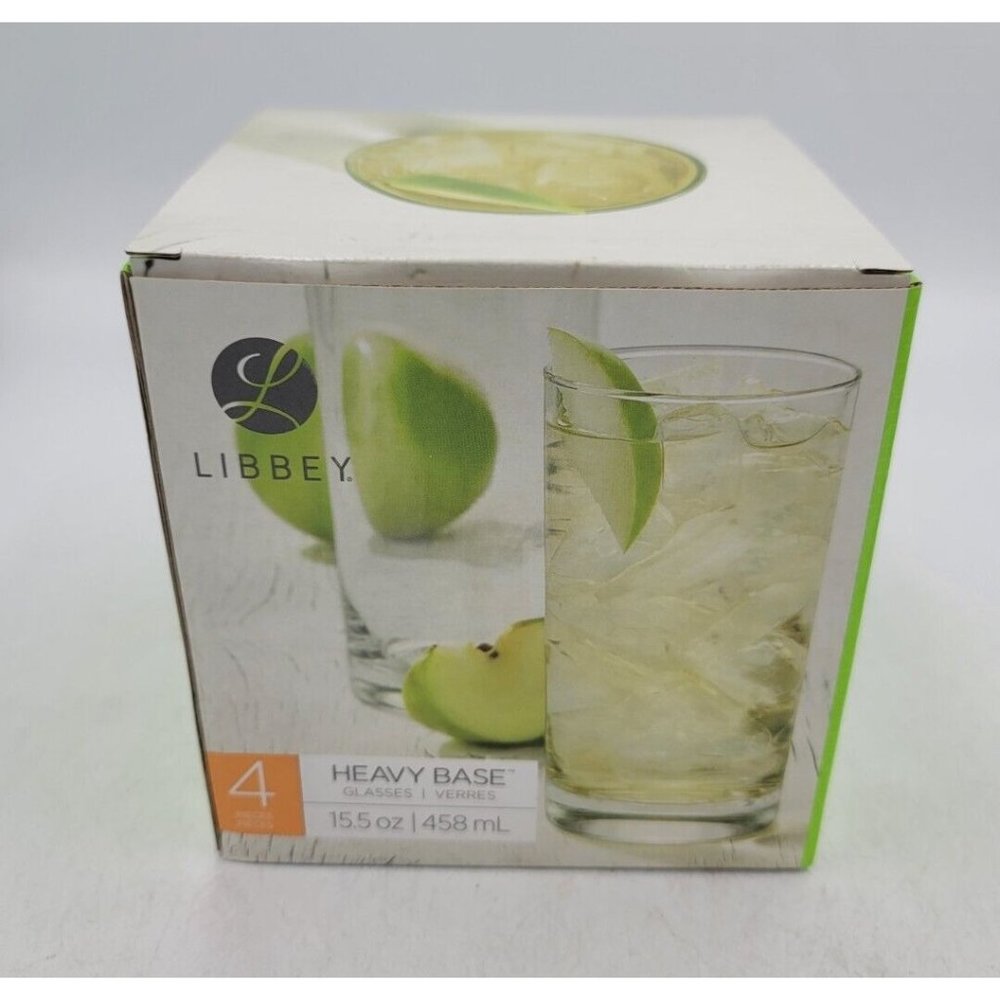 Libbey Glass Heavy Base Set Of 4 15.5 Oz. New